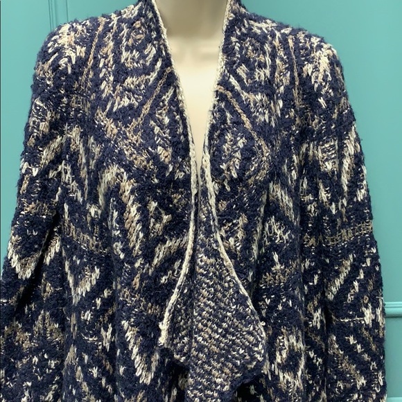 🆕 😊 COZY LUCKY BRAND BOHEMIAN SHAWL CARDIGAN - Picture 2 of 9